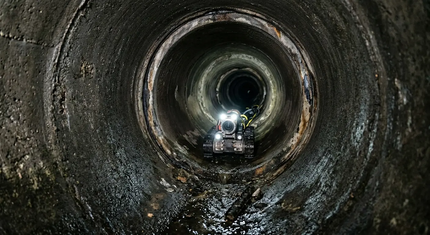 Robotic sewer camera inspecting pipe interior for Drain Snake Service in Buckley